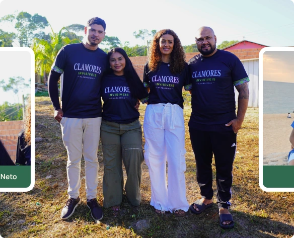 Equipe do Clamores Invisíveis na Amazônia reunida ao ar livre